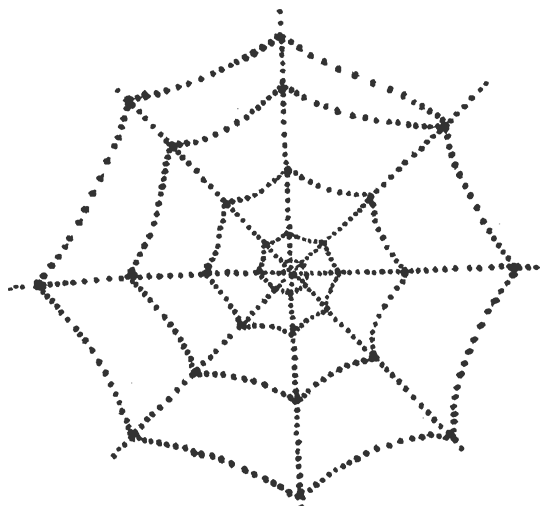 Spiderweb illustration, created with black spots